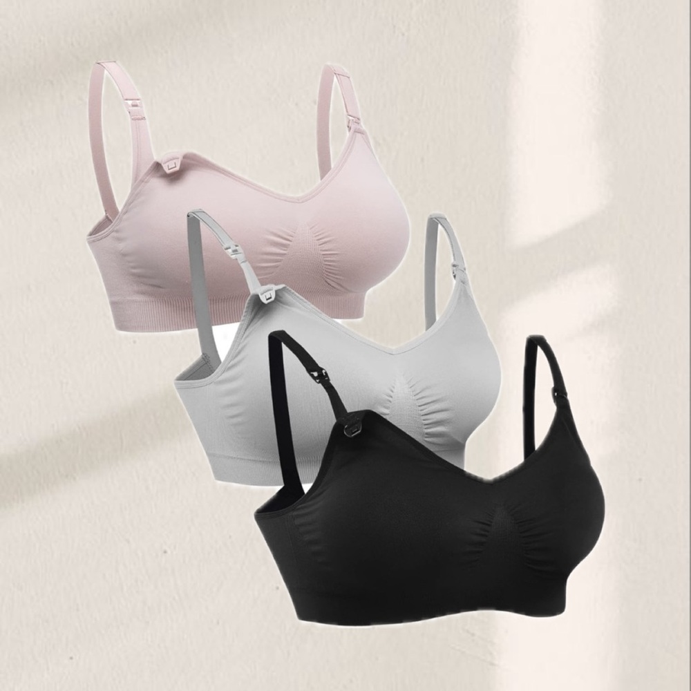 NEW 3PACK Full Bust Seamless Nursing Maternity Bras Bralette 💫